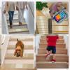 imageOLANLY Stair Treads Non Slip 15PCS 8quot x 30quot Indoor Stair Runners for Wooden Steps Edging Stair Rugs with Reusable Peel and Stick Adhesive for Kids Elders and Pets BlackBeige