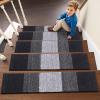 imageOLANLY Stair Treads Non Slip 15PCS 8quot x 30quot Indoor Stair Runners for Wooden Steps Edging Stair Rugs with Reusable Peel and Stick Adhesive for Kids Elders and Pets BlackBlack