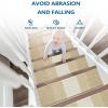 imageOLANLY Stair Treads Non Slip 15PCS 8quot x 30quot Indoor Stair Runners for Wooden Steps Edging Stair Rugs with Reusable Peel and Stick Adhesive for Kids Elders and Pets BlackBeige