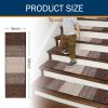 imageOLANLY Stair Treads Non Slip 15PCS 8quot x 30quot Indoor Stair Runners for Wooden Steps Edging Stair Rugs with Reusable Peel and Stick Adhesive for Kids Elders and Pets BlackBrown