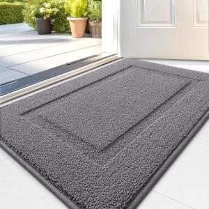 imageOLANLY Door Mat Indoor Entrance Washable 32x20 Absorbent NonSlip Front Back Geometric Doormat Resist Dirt Entry Carpet Easy to Clean Sturdy Inside Floor Mats for Entryway GreyGrey