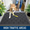 imageOLANLY Front Door Mat Outside Entrance 29x17 Absorbent Heavy Duty Sturdy Natural Rubber Doormat Indoor Outdoor Stain and Fade Resistant NonSlip Backing Low Profile Floor Mat for Entryway GreyBlack Gray