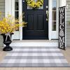 imageOLANLY Black and White Striped Rug 24quot x 37quot 275quot x 43quot  Washable Cotton Indoor Outdoor Doormat for Front Door Entryway Kitchen Porch Patio DecorGrey and White Checkered