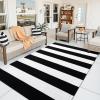 imageOLANLY Black and White Striped Rug 24quot x 37quot 275quot x 43quot  Washable Cotton Indoor Outdoor Doormat for Front Door Entryway Kitchen Porch Patio DecorBlack and White Striped