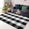 imageOLANLY Black and White Striped Rug 24quot x 37quot 275quot x 43quot  Washable Cotton Indoor Outdoor Doormat for Front Door Entryway Kitchen Porch Patio DecorBlack and White Checkered