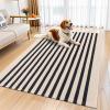 imageOLANLY Black and White Striped Rug 24quot x 37quot 275quot x 43quot  Washable Cotton Indoor Outdoor Doormat for Front Door Entryway Kitchen Porch Patio DecorBeige and Black Striped