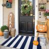 imageOLANLY Black and White Striped Rug 24quot x 37quot 275quot x 43quot  Washable Cotton Indoor Outdoor Doormat for Front Door Entryway Kitchen Porch Patio DecorNavy and White Striped