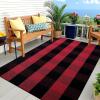 imageOLANLY Black and White Striped Rug 24quot x 37quot 275quot x 43quot  Washable Cotton Indoor Outdoor Doormat for Front Door Entryway Kitchen Porch Patio DecorRed and Black Checkered