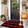 imageOLANLY Black and White Striped Rug 24quot x 37quot 275quot x 43quot  Washable Cotton Indoor Outdoor Doormat for Front Door Entryway Kitchen Porch Patio DecorRed and Black Checkered