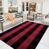 imageOLANLY Black and White Striped Rug 24quot x 37quot 275quot x 43quot  Washable Cotton Indoor Outdoor Doormat for Front Door Entryway Kitchen Porch Patio DecorRed and Black Checkered