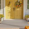imageOLANLY Black and White Striped Rug 24quot x 37quot 275quot x 43quot  Washable Cotton Indoor Outdoor Doormat for Front Door Entryway Kitchen Porch Patio DecorBeige and Black Striped