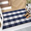 imageOLANLY Black and White Striped Rug 24quot x 37quot 275quot x 43quot  Washable Cotton Indoor Outdoor Doormat for Front Door Entryway Kitchen Porch Patio DecorNavy and White Checkered