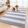 imageOLANLY Black and White Striped Rug 24quot x 37quot 275quot x 43quot  Washable Cotton Indoor Outdoor Doormat for Front Door Entryway Kitchen Porch Patio DecorGrey and White Striped
