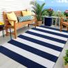 imageOLANLY Black and White Striped Rug 24quot x 37quot 275quot x 43quot  Washable Cotton Indoor Outdoor Doormat for Front Door Entryway Kitchen Porch Patio DecorNavy and White Striped