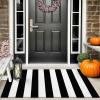 imageOLANLY Black and White Striped Rug 24quot x 37quot 275quot x 43quot  Washable Cotton Indoor Outdoor Doormat for Front Door Entryway Kitchen Porch Patio DecorBlack and White Striped