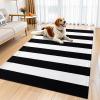 imageOLANLY Black and White Striped Rug 24quot x 37quot 275quot x 43quot  Washable Cotton Indoor Outdoor Doormat for Front Door Entryway Kitchen Porch Patio DecorBlack and White Striped