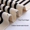 imageOLANLY Black and White Striped Rug 24quot x 37quot 275quot x 43quot  Washable Cotton Indoor Outdoor Doormat for Front Door Entryway Kitchen Porch Patio DecorBeige and Black Striped
