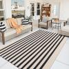 imageOLANLY Black and White Striped Rug 24quot x 37quot 275quot x 43quot  Washable Cotton Indoor Outdoor Doormat for Front Door Entryway Kitchen Porch Patio DecorBeige and Black Striped