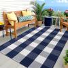 imageOLANLY Black and White Striped Rug 24quot x 37quot 275quot x 43quot  Washable Cotton Indoor Outdoor Doormat for Front Door Entryway Kitchen Porch Patio DecorNavy and White Checkered