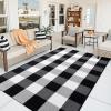 imageOLANLY Black and White Striped Rug 24quot x 37quot 275quot x 43quot  Washable Cotton Indoor Outdoor Doormat for Front Door Entryway Kitchen Porch Patio DecorBlack and White Checkered