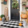 imageOLANLY Black and White Striped Rug 24quot x 37quot 275quot x 43quot  Washable Cotton Indoor Outdoor Doormat for Front Door Entryway Kitchen Porch Patio DecorBlack and White Checkered