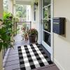 imageOLANLY Black and White Striped Rug 24quot x 37quot 275quot x 43quot  Washable Cotton Indoor Outdoor Doormat for Front Door Entryway Kitchen Porch Patio DecorBlack and White Checkered