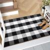 imageOLANLY Black and White Striped Rug 24quot x 37quot 275quot x 43quot  Washable Cotton Indoor Outdoor Doormat for Front Door Entryway Kitchen Porch Patio DecorBlack and White Checkered