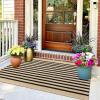imageOLANLY Black and White Striped Rug 24quot x 37quot 275quot x 43quot  Washable Cotton Indoor Outdoor Doormat for Front Door Entryway Kitchen Porch Patio DecorBrown and Black Striped