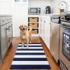 imageOLANLY Black and White Striped Rug 24quot x 37quot 275quot x 43quot  Washable Cotton Indoor Outdoor Doormat for Front Door Entryway Kitchen Porch Patio DecorNavy and White Striped