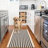imageOLANLY Black and White Striped Rug 24quot x 37quot 275quot x 43quot  Washable Cotton Indoor Outdoor Doormat for Front Door Entryway Kitchen Porch Patio DecorBeige and Black Striped