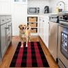 imageOLANLY Black and White Striped Rug 24quot x 37quot 275quot x 43quot  Washable Cotton Indoor Outdoor Doormat for Front Door Entryway Kitchen Porch Patio DecorRed and Black Checkered