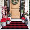 imageOLANLY Black and White Striped Rug 24quot x 37quot 275quot x 43quot  Washable Cotton Indoor Outdoor Doormat for Front Door Entryway Kitchen Porch Patio DecorRed and Black Checkered