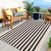 imageOLANLY Black and White Striped Rug 24quot x 37quot 275quot x 43quot  Washable Cotton Indoor Outdoor Doormat for Front Door Entryway Kitchen Porch Patio DecorBeige and Black Striped