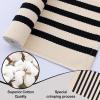 imageOLANLY Black and White Striped Rug 24quot x 37quot 275quot x 43quot  Washable Cotton Indoor Outdoor Doormat for Front Door Entryway Kitchen Porch Patio DecorBeige and Black Striped