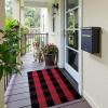 imageOLANLY Black and White Striped Rug 24quot x 37quot 275quot x 43quot  Washable Cotton Indoor Outdoor Doormat for Front Door Entryway Kitchen Porch Patio DecorRed and Black Checkered