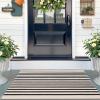 imageOLANLY Black and White Striped Rug 24quot x 37quot 275quot x 43quot  Washable Cotton Indoor Outdoor Doormat for Front Door Entryway Kitchen Porch Patio DecorBeige and Black Striped