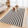 imageOLANLY Black and White Striped Rug 24quot x 37quot 275quot x 43quot  Washable Cotton Indoor Outdoor Doormat for Front Door Entryway Kitchen Porch Patio DecorBeige and Black Striped