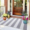 imageOLANLY Black and White Striped Rug 24quot x 37quot 275quot x 43quot  Washable Cotton Indoor Outdoor Doormat for Front Door Entryway Kitchen Porch Patio DecorGrey and White Striped