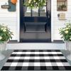 imageOLANLY Black and White Striped Rug 24quot x 37quot 275quot x 43quot  Washable Cotton Indoor Outdoor Doormat for Front Door Entryway Kitchen Porch Patio DecorBlack and White Checkered
