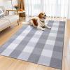 imageOLANLY Black and White Striped Rug 24quot x 37quot 275quot x 43quot  Washable Cotton Indoor Outdoor Doormat for Front Door Entryway Kitchen Porch Patio DecorGrey and White Checkered