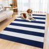 imageOLANLY Black and White Striped Rug 24quot x 37quot 275quot x 43quot  Washable Cotton Indoor Outdoor Doormat for Front Door Entryway Kitchen Porch Patio DecorNavy and White Striped