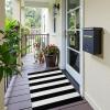 imageOLANLY Black and White Striped Rug 24quot x 37quot 275quot x 43quot  Washable Cotton Indoor Outdoor Doormat for Front Door Entryway Kitchen Porch Patio DecorBlack and White Striped