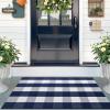 imageOLANLY Black and White Striped Rug 24quot x 37quot 275quot x 43quot  Washable Cotton Indoor Outdoor Doormat for Front Door Entryway Kitchen Porch Patio DecorNavy and White Checkered