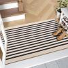 imageOLANLY Black and White Striped Rug 24quot x 37quot 275quot x 43quot  Washable Cotton Indoor Outdoor Doormat for Front Door Entryway Kitchen Porch Patio DecorBeige and Black Striped
