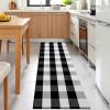 imageOLANLY Black and White Striped Rug 24quot x 37quot 275quot x 43quot  Washable Cotton Indoor Outdoor Doormat for Front Door Entryway Kitchen Porch Patio DecorBlack and White Checkered