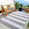 imageOLANLY Black and White Striped Rug 24quot x 37quot 275quot x 43quot  Washable Cotton Indoor Outdoor Doormat for Front Door Entryway Kitchen Porch Patio DecorGrey and White Striped