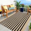imageOLANLY Black and White Striped Rug 24quot x 37quot 275quot x 43quot  Washable Cotton Indoor Outdoor Doormat for Front Door Entryway Kitchen Porch Patio DecorBrown and Black Striped