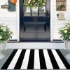 imageOLANLY Black and White Striped Rug 24quot x 37quot 275quot x 43quot  Washable Cotton Indoor Outdoor Doormat for Front Door Entryway Kitchen Porch Patio DecorBlack and White Striped