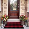 imageOLANLY Black and White Striped Rug 24quot x 37quot 275quot x 43quot  Washable Cotton Indoor Outdoor Doormat for Front Door Entryway Kitchen Porch Patio DecorRed and Black Checkered