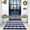 imageOLANLY Black and White Striped Rug 24quot x 37quot 275quot x 43quot  Washable Cotton Indoor Outdoor Doormat for Front Door Entryway Kitchen Porch Patio DecorNavy and White Checkered